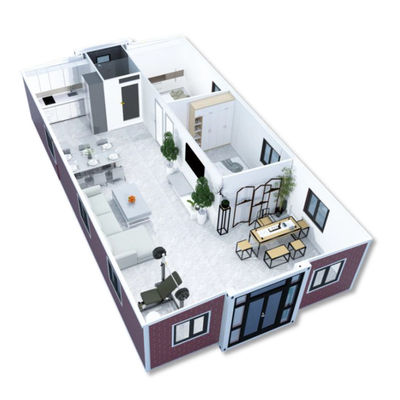 Quadro de aço galvanizado 40ft Container expansível Casa com encanamento pronto e T65mm EPS Color Plate Wallboard de aço