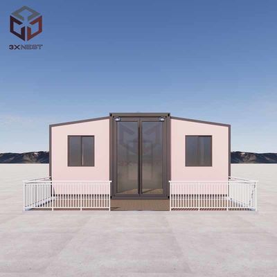 Casa de contêiner pré-fabricada de asa dupla com janela de alumínio de ponte quebrada
