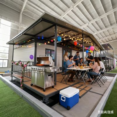 220V Voltagem expansível Double Wing 20ft Container House com um 32 protetor de fugas e de aço coluna dobrar peças 2.0mm