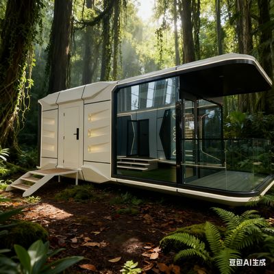 Casa moderna de cápsula espacial com altura de 3400 que acomoda 2 pessoas e placa de pinho europeu de 9 mm