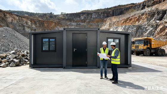 Contentor dobrável de 20 pés com painéis sanduíche EPS de 75mm, piso de fibra de cimento à prova de fogo de 18mm e 1 ano de garantia