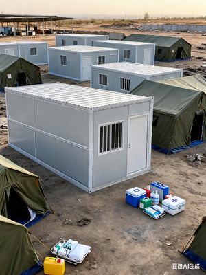 Casa pré-fabricada expansível com isolamento acústico ≥ 30dB e dimensões externas 5800*2400*2896mm para Roof Live Road 0,5KN/m2