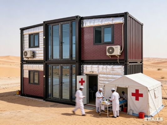 Container dobrável de 20 pés com 5900*6300*2480mm de tamanho estendido e layouts de janela personalizáveis com painéis de sanduíche EPS de 75mm