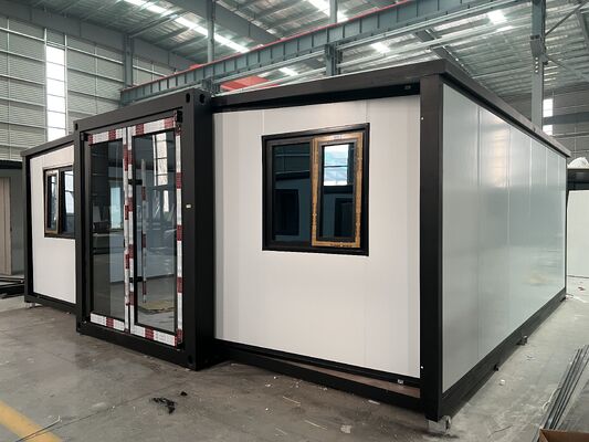 Estrutura Lateral Totalmente Galvanizada, Contêiner Dobrável de 20 pés com Layout de Casa Personalizável e Piso de Fibra de Cimento à Prova de Fogo de 18mm de Espessura