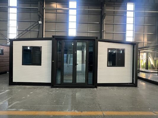 Contêiner dobrável de 20 pés com estrutura principal totalmente galvanizada, painéis de sanduíche EPS de 75 mm e desempenho sísmico nível 8 para casa de contêineres expansível